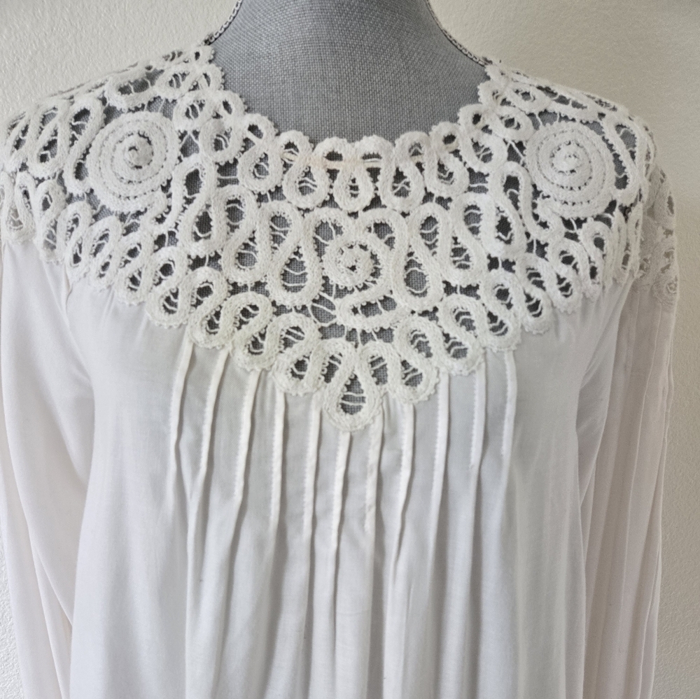 Johnny Was Cielito Modal Blouse Crochette‎ Detsils Biege Ivory Color Size Small - Picture 5 of 16